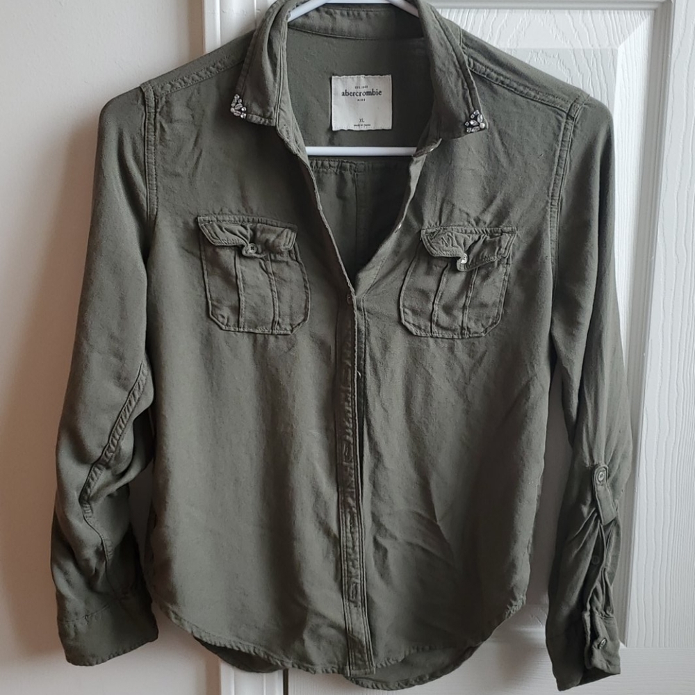 Abercrombie Army Green Button Down